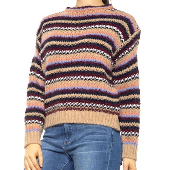 Anthropologie Elsamanda Striped Alpaca Wool Blend Chunky Knit Sweater Made Italy - Picture 3 of 13